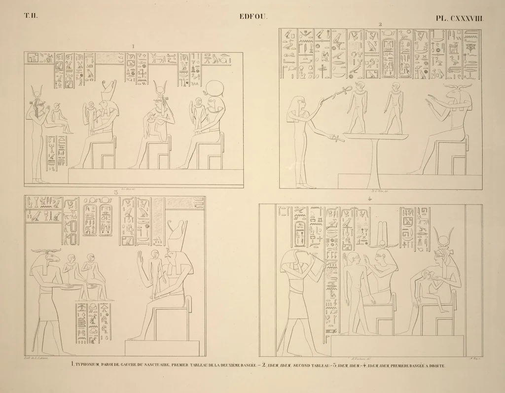 An illustration from Monuments de l'Égypte et de la Nubie, d'après les dessins exécutés sur les lieux sous la direction de Champollion-le-jeune, et les descriptions autographes qu'il en a rédigées; pub. sous les auspices de M. Guizot et de M. Thiers ... par une commission spéciale. Planches, 1835, leaf 158