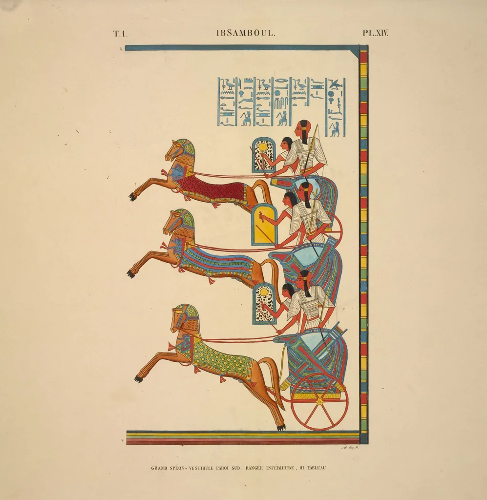 An illustration from Monuments de l'Égypte et de la Nubie, d'après les dessins exécutés sur les lieux sous la direction de Champollion-le-jeune, et les descriptions autographes qu'il en a rédigées; pub. sous les auspices de M. Guizot et de M. Thiers ... par une commission spéciale. Planches, 1835, leaf 16