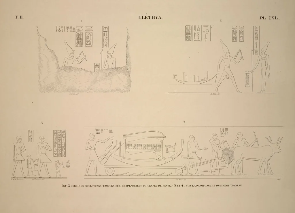 An illustration from Monuments de l'Égypte et de la Nubie, d'après les dessins exécutés sur les lieux sous la direction de Champollion-le-jeune, et les descriptions autographes qu'il en a rédigées; pub. sous les auspices de M. Guizot et de M. Thiers ... par une commission spéciale. Planches, 1835, leaf 162