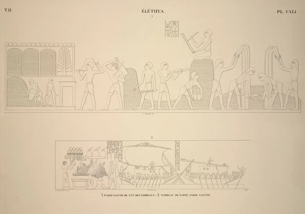 An illustration from Monuments de l'Égypte et de la Nubie, d'après les dessins exécutés sur les lieux sous la direction de Champollion-le-jeune, et les descriptions autographes qu'il en a rédigées; pub. sous les auspices de M. Guizot et de M. Thiers ... par une commission spéciale. Planches, 1835, leaf 163