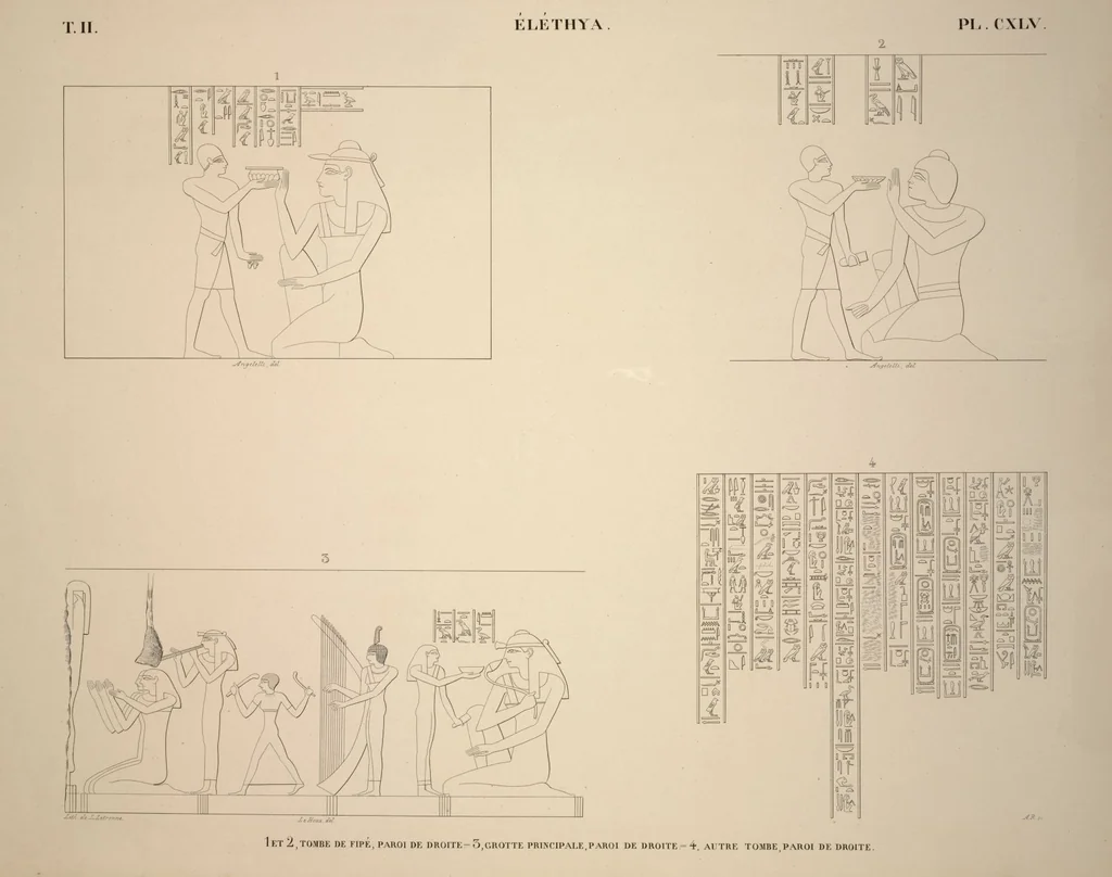 An illustration from Monuments de l'Égypte et de la Nubie, d'après les dessins exécutés sur les lieux sous la direction de Champollion-le-jeune, et les descriptions autographes qu'il en a rédigées; pub. sous les auspices de M. Guizot et de M. Thiers ... par une commission spéciale. Planches, 1835, leaf 167
