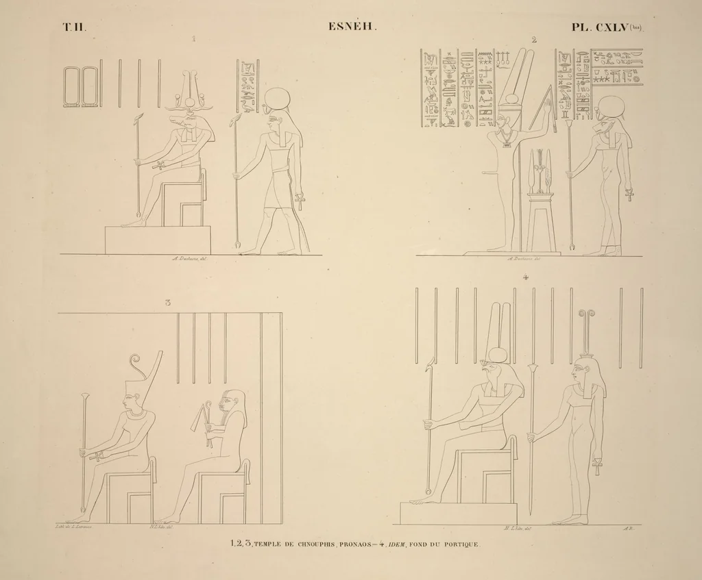 An illustration from Monuments de l'Égypte et de la Nubie, d'après les dessins exécutés sur les lieux sous la direction de Champollion-le-jeune, et les descriptions autographes qu'il en a rédigées; pub. sous les auspices de M. Guizot et de M. Thiers ... par une commission spéciale. Planches, 1835, leaf 168