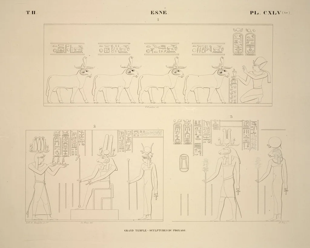 An illustration from Monuments de l'Égypte et de la Nubie, d'après les dessins exécutés sur les lieux sous la direction de Champollion-le-jeune, et les descriptions autographes qu'il en a rédigées; pub. sous les auspices de M. Guizot et de M. Thiers ... par une commission spéciale. Planches, 1835, leaf 169