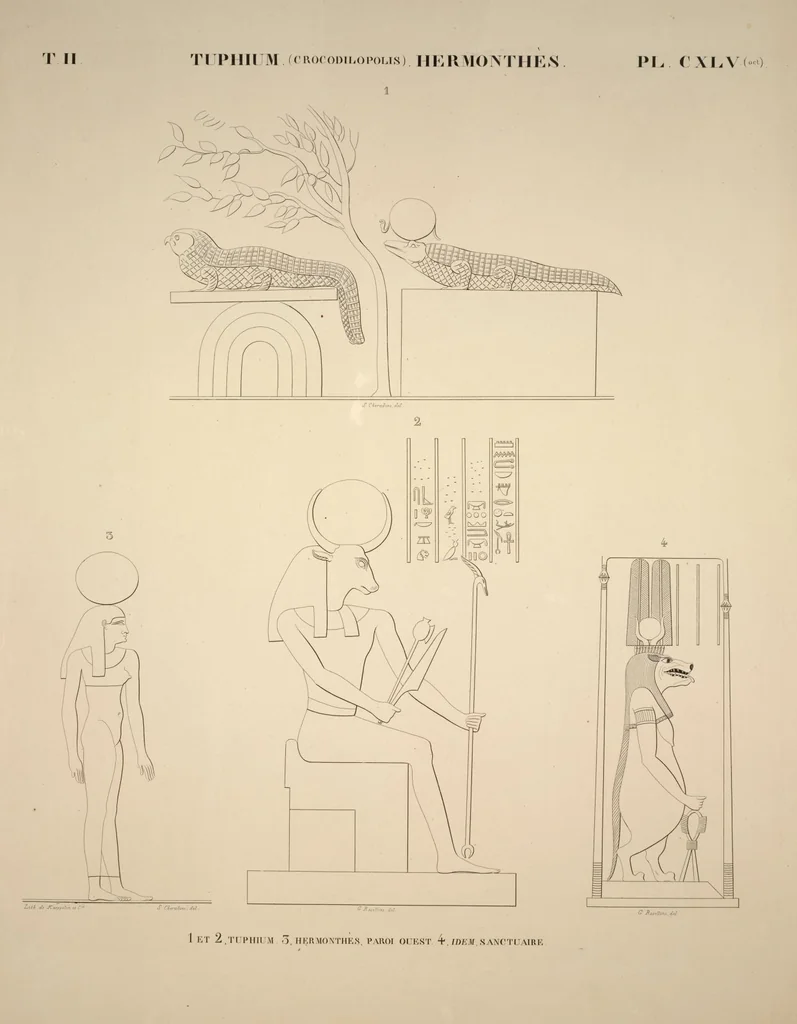 An illustration from Monuments de l'Égypte et de la Nubie, d'après les dessins exécutés sur les lieux sous la direction de Champollion-le-jeune, et les descriptions autographes qu'il en a rédigées; pub. sous les auspices de M. Guizot et de M. Thiers ... par une commission spéciale. Planches, 1835, leaf 174