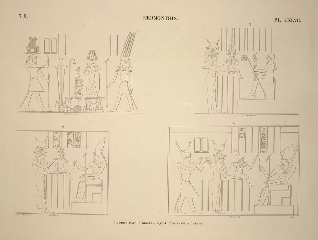 An illustration from Monuments de l'Égypte et de la Nubie, d'après les dessins exécutés sur les lieux sous la direction de Champollion-le-jeune, et les descriptions autographes qu'il en a rédigées; pub. sous les auspices de M. Guizot et de M. Thiers ... par une commission spéciale. Planches, 1835, leaf 176