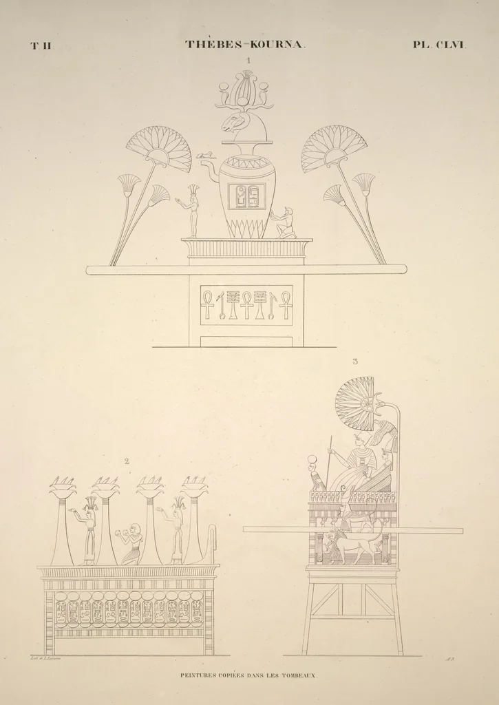 An illustration from Monuments de l'Égypte et de la Nubie, d'après les dessins exécutés sur les lieux sous la direction de Champollion-le-jeune, et les descriptions autographes qu'il en a rédigées; pub. sous les auspices de M. Guizot et de M. Thiers ... par une commission spéciale. Planches, 1835, leaf 191