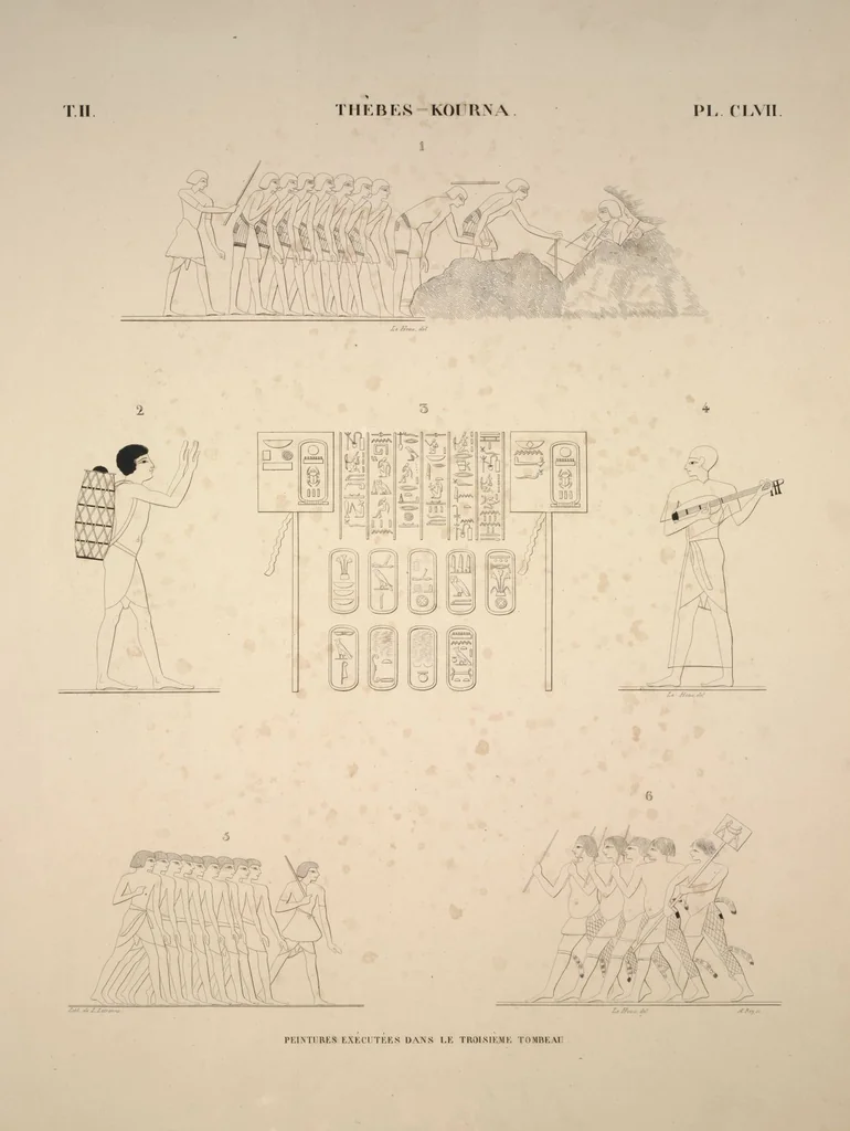 An illustration from Monuments de l'Égypte et de la Nubie, d'après les dessins exécutés sur les lieux sous la direction de Champollion-le-jeune, et les descriptions autographes qu'il en a rédigées; pub. sous les auspices de M. Guizot et de M. Thiers ... par une commission spéciale. Planches, 1835, leaf 192