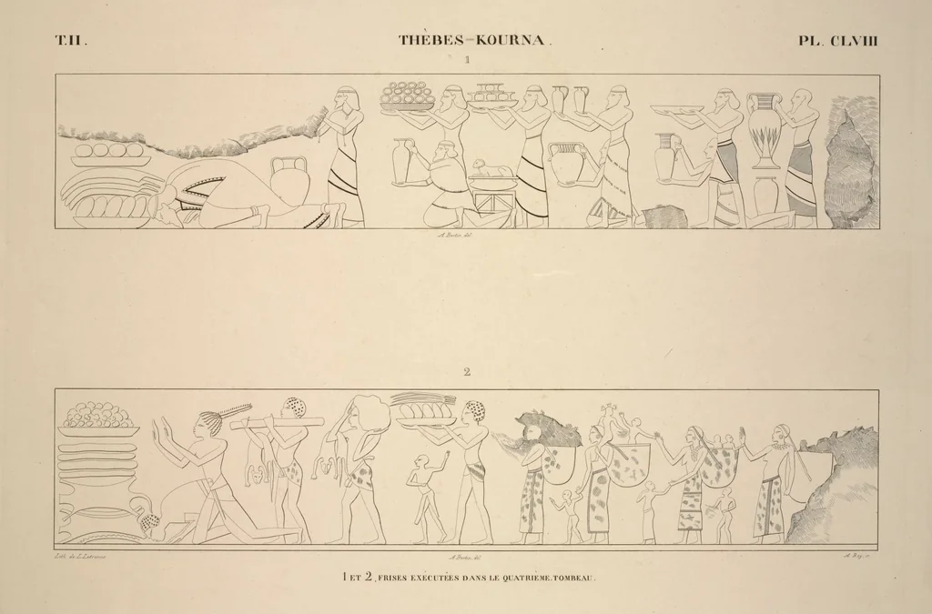 An illustration from Monuments de l'Égypte et de la Nubie, d'après les dessins exécutés sur les lieux sous la direction de Champollion-le-jeune, et les descriptions autographes qu'il en a rédigées; pub. sous les auspices de M. Guizot et de M. Thiers ... par une commission spéciale. Planches, 1835, leaf 193