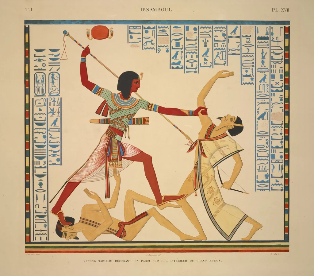 An illustration from Monuments de l'Égypte et de la Nubie, d'après les dessins exécutés sur les lieux sous la direction de Champollion-le-jeune, et les descriptions autographes qu'il en a rédigées; pub. sous les auspices de M. Guizot et de M. Thiers ... par une commission spéciale. Planches, 1835, leaf 20