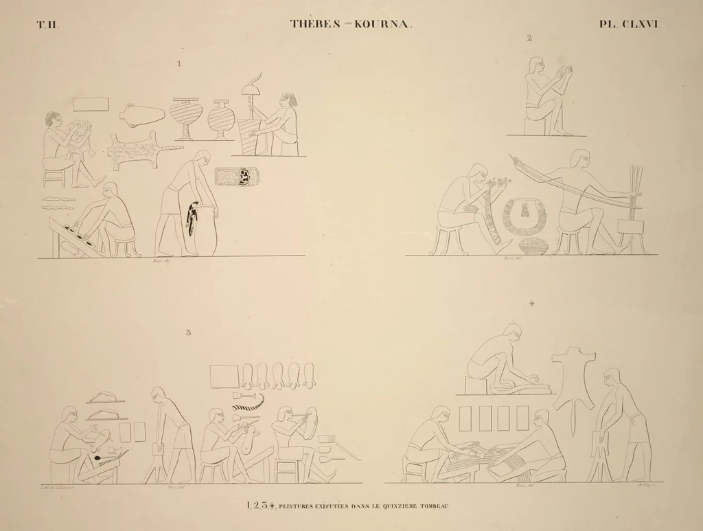 An illustration from Monuments de l'Égypte et de la Nubie, d'après les dessins exécutés sur les lieux sous la direction de Champollion-le-jeune, et les descriptions autographes qu'il en a rédigées; pub. sous les auspices de M. Guizot et de M. Thiers ... par une commission spéciale. Planches, 1835, leaf 201