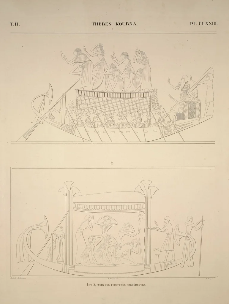 An illustration from Monuments de l'Égypte et de la Nubie, d'après les dessins exécutés sur les lieux sous la direction de Champollion-le-jeune, et les descriptions autographes qu'il en a rédigées; pub. sous les auspices de M. Guizot et de M. Thiers ... par une commission spéciale. Planches, 1835, leaf 208