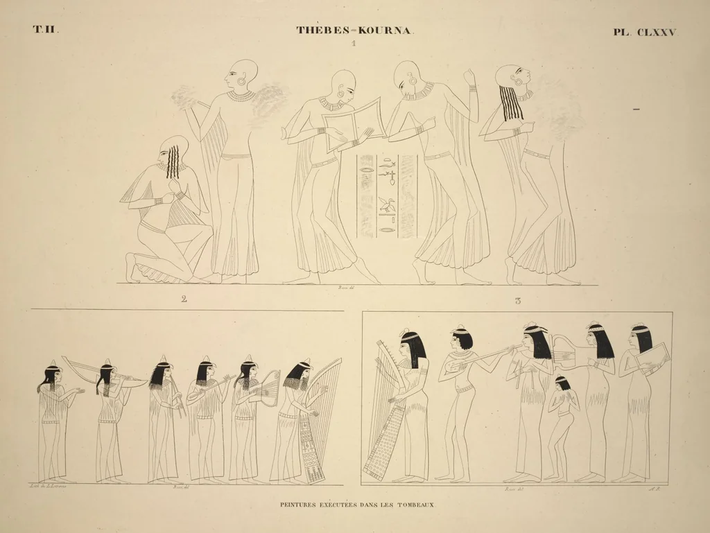 An illustration from Monuments de l'Égypte et de la Nubie, d'après les dessins exécutés sur les lieux sous la direction de Champollion-le-jeune, et les descriptions autographes qu'il en a rédigées; pub. sous les auspices de M. Guizot et de M. Thiers ... par une commission spéciale. Planches, 1835, leaf 210