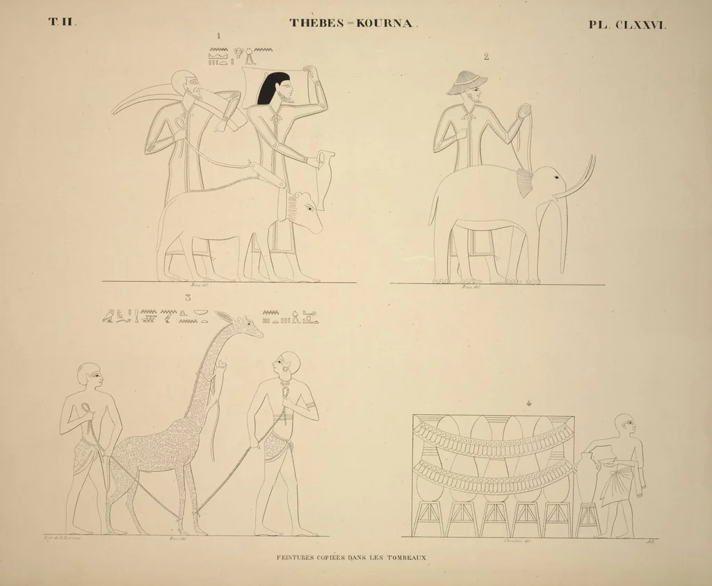 An illustration from Monuments de l'Égypte et de la Nubie, d'après les dessins exécutés sur les lieux sous la direction de Champollion-le-jeune, et les descriptions autographes qu'il en a rédigées; pub. sous les auspices de M. Guizot et de M. Thiers ... par une commission spéciale. Planches, 1835, leaf 211