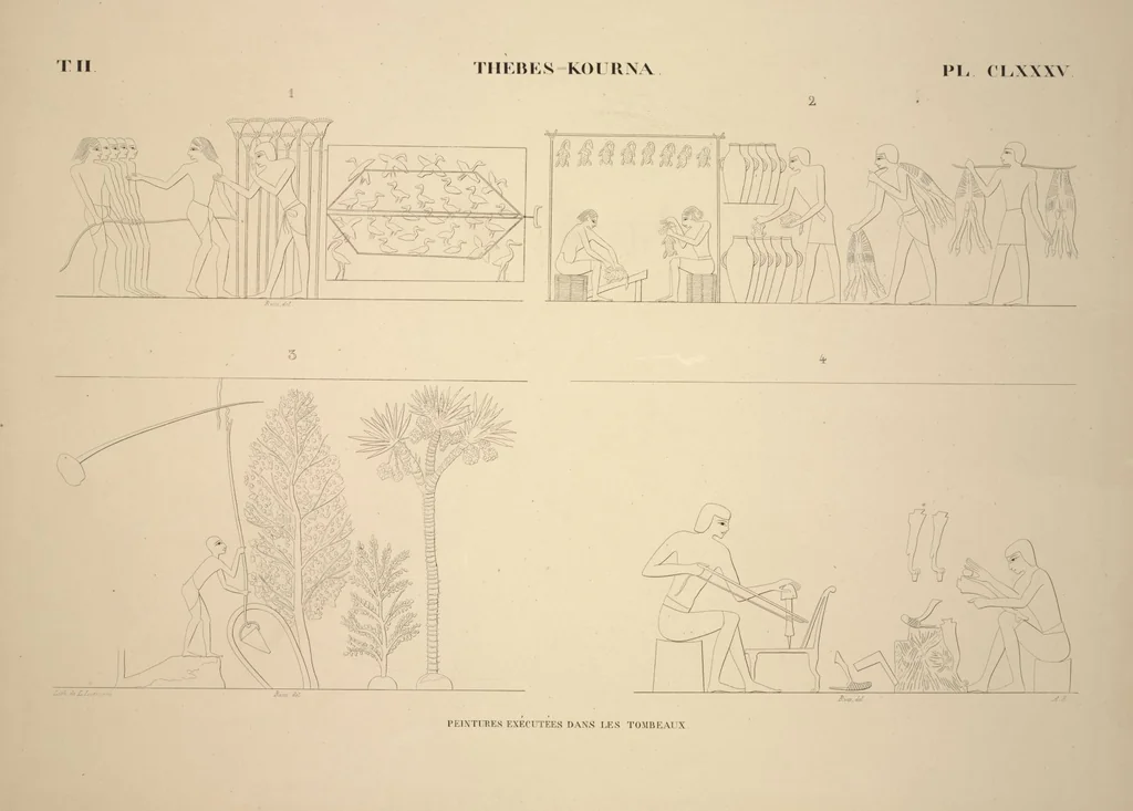 An illustration from Monuments de l'Égypte et de la Nubie, d'après les dessins exécutés sur les lieux sous la direction de Champollion-le-jeune, et les descriptions autographes qu'il en a rédigées; pub. sous les auspices de M. Guizot et de M. Thiers ... par une commission spéciale. Planches, 1835, leaf 219