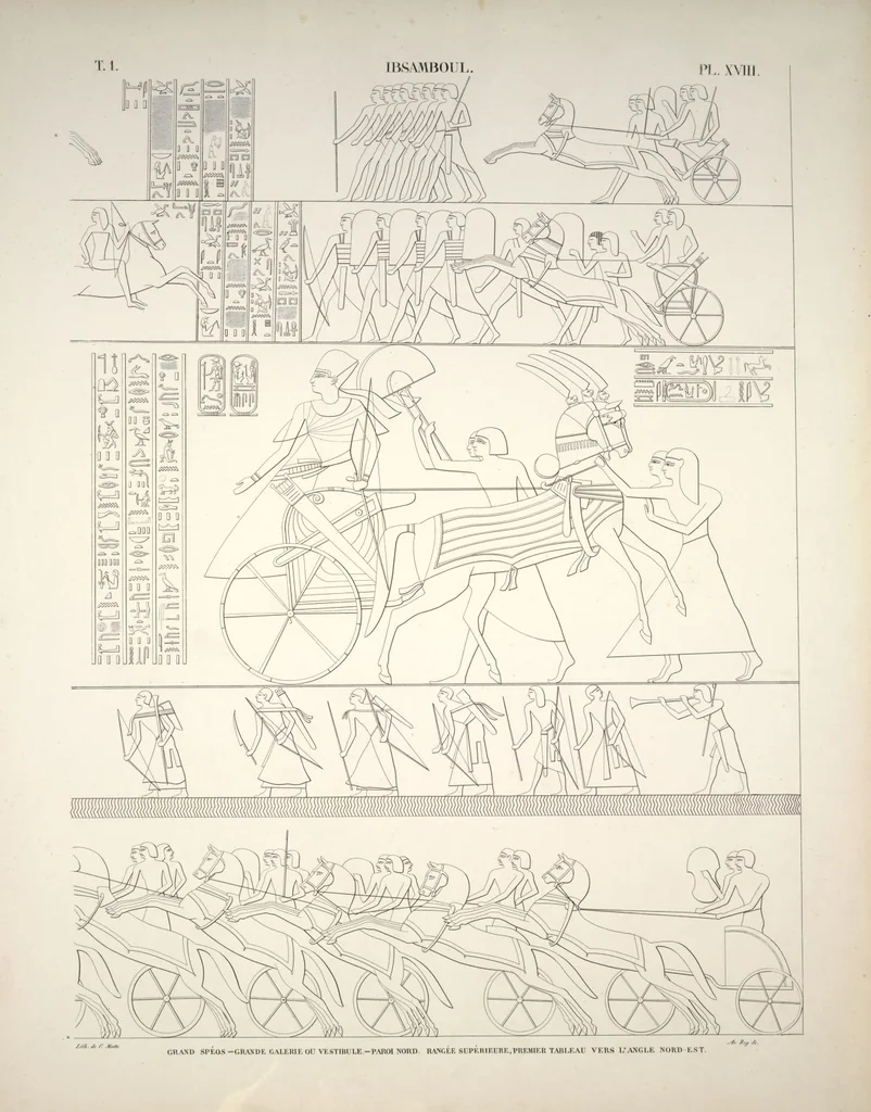 An illustration from Monuments de l'Égypte et de la Nubie, d'après les dessins exécutés sur les lieux sous la direction de Champollion-le-jeune, et les descriptions autographes qu'il en a rédigées; pub. sous les auspices de M. Guizot et de M. Thiers ... par une commission spéciale. Planches, 1835, leaf 22