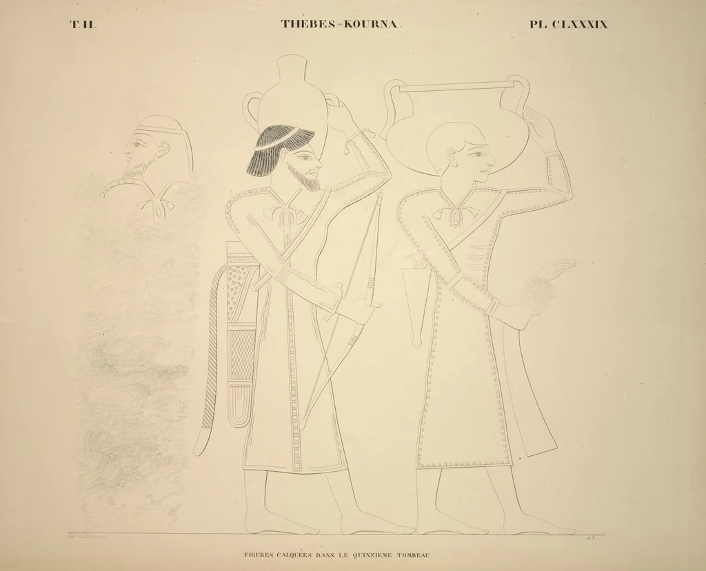 An illustration from Monuments de l'Égypte et de la Nubie, d'après les dessins exécutés sur les lieux sous la direction de Champollion-le-jeune, et les descriptions autographes qu'il en a rédigées; pub. sous les auspices de M. Guizot et de M. Thiers ... par une commission spéciale. Planches, 1835, leaf 223