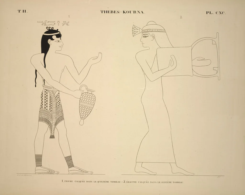 An illustration from Monuments de l'Égypte et de la Nubie, d'après les dessins exécutés sur les lieux sous la direction de Champollion-le-jeune, et les descriptions autographes qu'il en a rédigées; pub. sous les auspices de M. Guizot et de M. Thiers ... par une commission spéciale. Planches, 1835, leaf 224