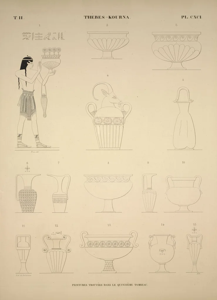 An illustration from Monuments de l'Égypte et de la Nubie, d'après les dessins exécutés sur les lieux sous la direction de Champollion-le-jeune, et les descriptions autographes qu'il en a rédigées; pub. sous les auspices de M. Guizot et de M. Thiers ... par une commission spéciale. Planches, 1835, leaf 225