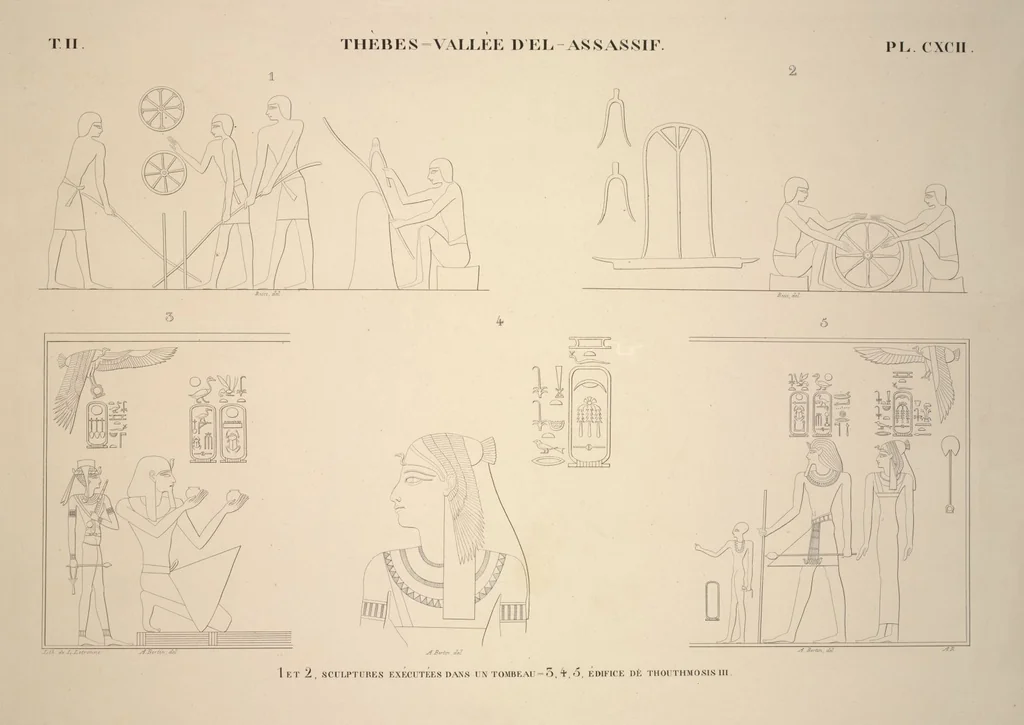 An illustration from Monuments de l'Égypte et de la Nubie, d'après les dessins exécutés sur les lieux sous la direction de Champollion-le-jeune, et les descriptions autographes qu'il en a rédigées; pub. sous les auspices de M. Guizot et de M. Thiers ... par une commission spéciale. Planches, 1835, leaf 227