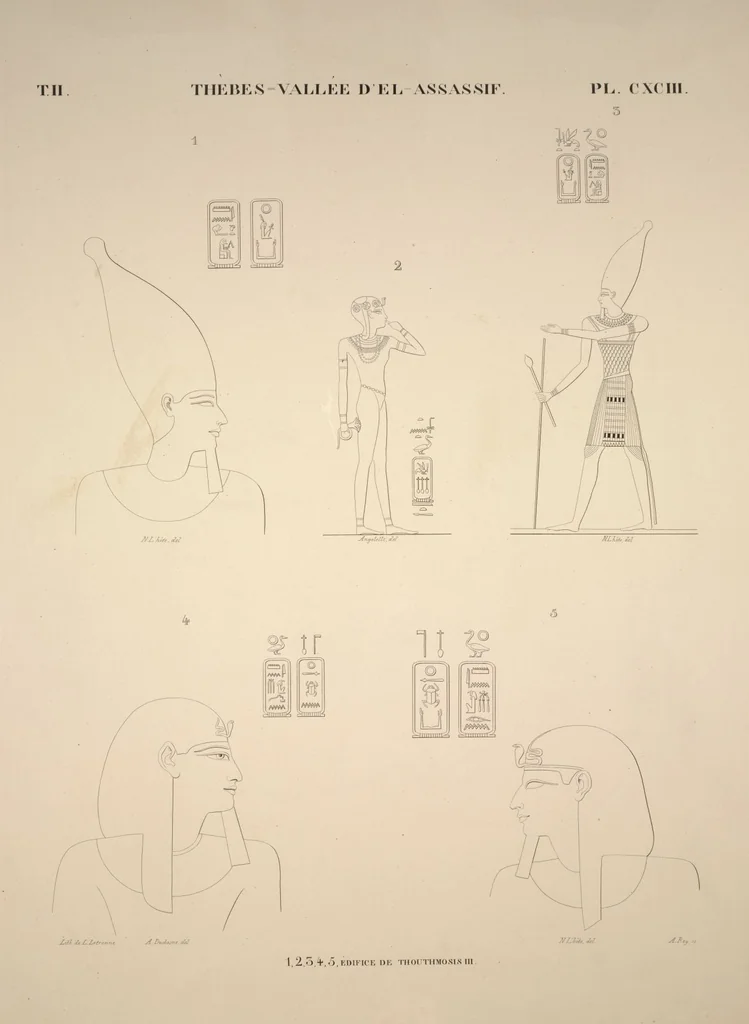 An illustration from Monuments de l'Égypte et de la Nubie, d'après les dessins exécutés sur les lieux sous la direction de Champollion-le-jeune, et les descriptions autographes qu'il en a rédigées; pub. sous les auspices de M. Guizot et de M. Thiers ... par une commission spéciale. Planches, 1835, leaf 228