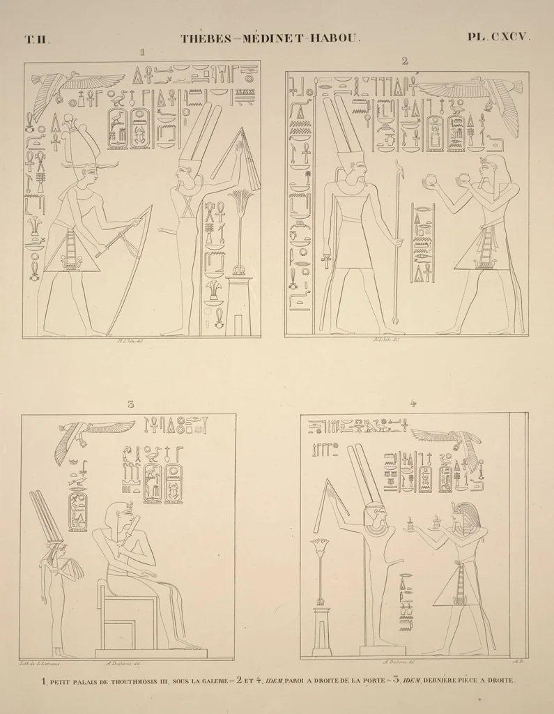 An illustration from Monuments de l'Égypte et de la Nubie, d'après les dessins exécutés sur les lieux sous la direction de Champollion-le-jeune, et les descriptions autographes qu'il en a rédigées; pub. sous les auspices de M. Guizot et de M. Thiers ... par une commission spéciale. Planches, 1835, leaf 230