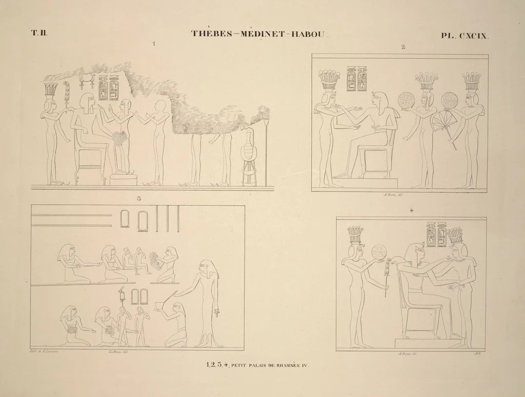 An illustration from Monuments de l'Égypte et de la Nubie, d'après les dessins exécutés sur les lieux sous la direction de Champollion-le-jeune, et les descriptions autographes qu'il en a rédigées; pub. sous les auspices de M. Guizot et de M. Thiers ... par une commission spéciale. Planches, 1835, leaf 234