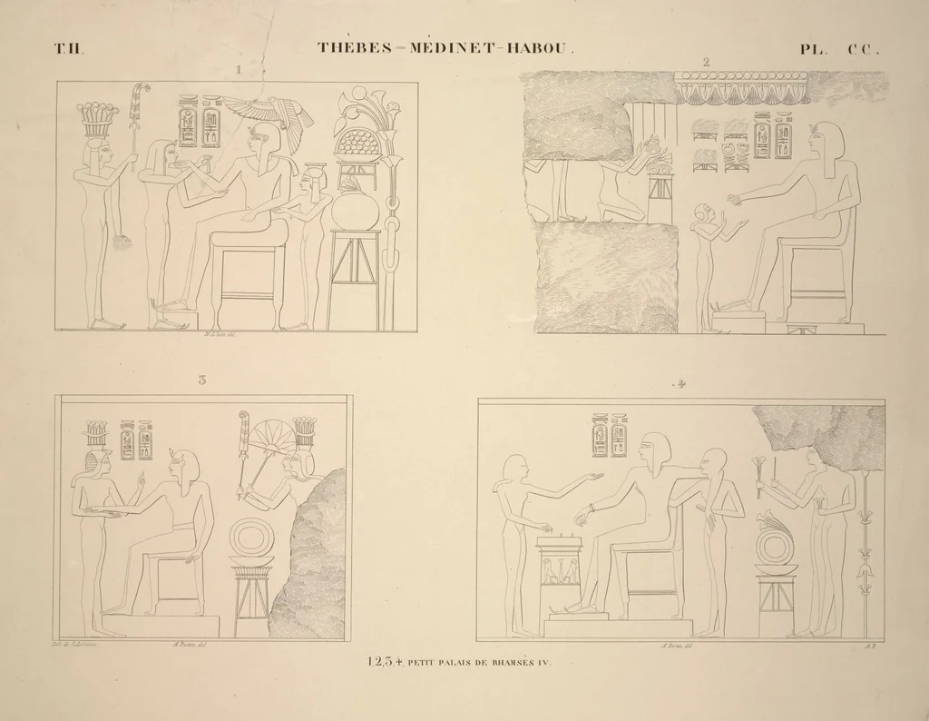 An illustration from Monuments de l'Égypte et de la Nubie, d'après les dessins exécutés sur les lieux sous la direction de Champollion-le-jeune, et les descriptions autographes qu'il en a rédigées; pub. sous les auspices de M. Guizot et de M. Thiers ... par une commission spéciale. Planches, 1835, leaf 235