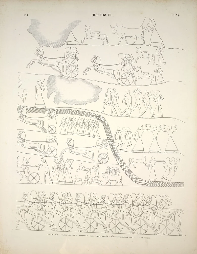 An illustration from Monuments de l'Égypte et de la Nubie, d'après les dessins exécutés sur les lieux sous la direction de Champollion-le-jeune, et les descriptions autographes qu'il en a rédigées; pub. sous les auspices de M. Guizot et de M. Thiers ... par une commission spéciale. Planches, 1835, leaf 24