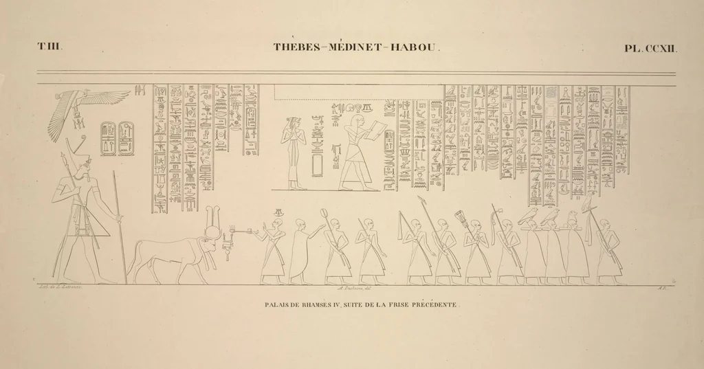 An illustration from Monuments de l'Égypte et de la Nubie, d'après les dessins exécutés sur les lieux sous la direction de Champollion-le-jeune, et les descriptions autographes qu'il en a rédigées; pub. sous les auspices de M. Guizot et de M. Thiers ... par une commission spéciale. Planches, 1835, leaf 248