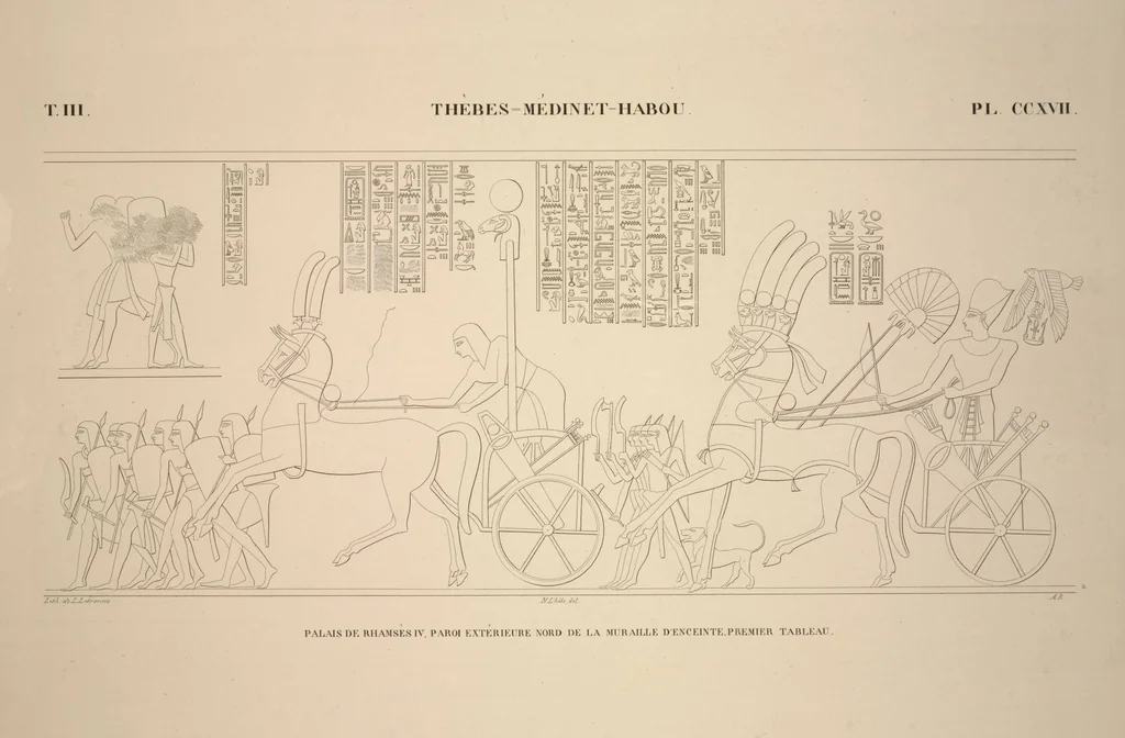 An illustration from Monuments de l'Égypte et de la Nubie, d'après les dessins exécutés sur les lieux sous la direction de Champollion-le-jeune, et les descriptions autographes qu'il en a rédigées; pub. sous les auspices de M. Guizot et de M. Thiers ... par une commission spéciale. Planches, 1835, leaf 255