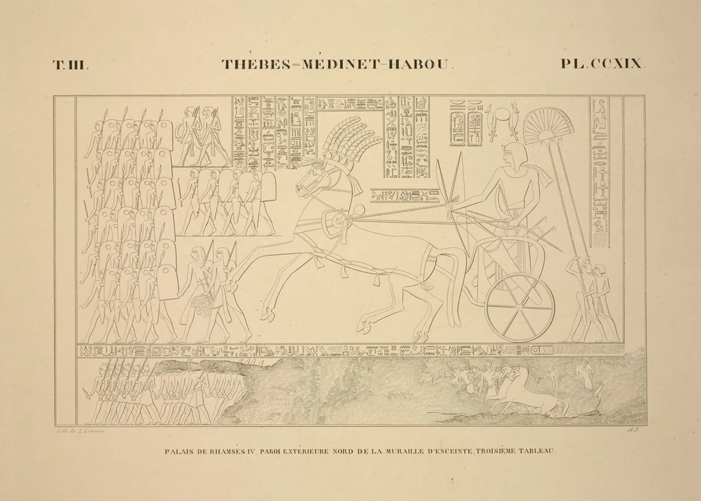 An illustration from Monuments de l'Égypte et de la Nubie, d'après les dessins exécutés sur les lieux sous la direction de Champollion-le-jeune, et les descriptions autographes qu'il en a rédigées; pub. sous les auspices de M. Guizot et de M. Thiers ... par une commission spéciale. Planches, 1835, leaf 257