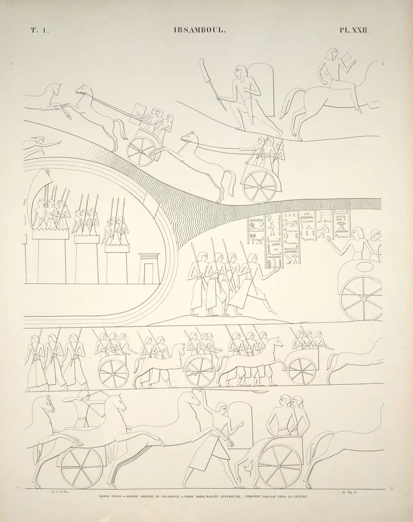 An illustration from Monuments de l'Égypte et de la Nubie, d'après les dessins exécutés sur les lieux sous la direction de Champollion-le-jeune, et les descriptions autographes qu'il en a rédigées; pub. sous les auspices de M. Guizot et de M. Thiers ... par une commission spéciale. Planches, 1835, leaf 26