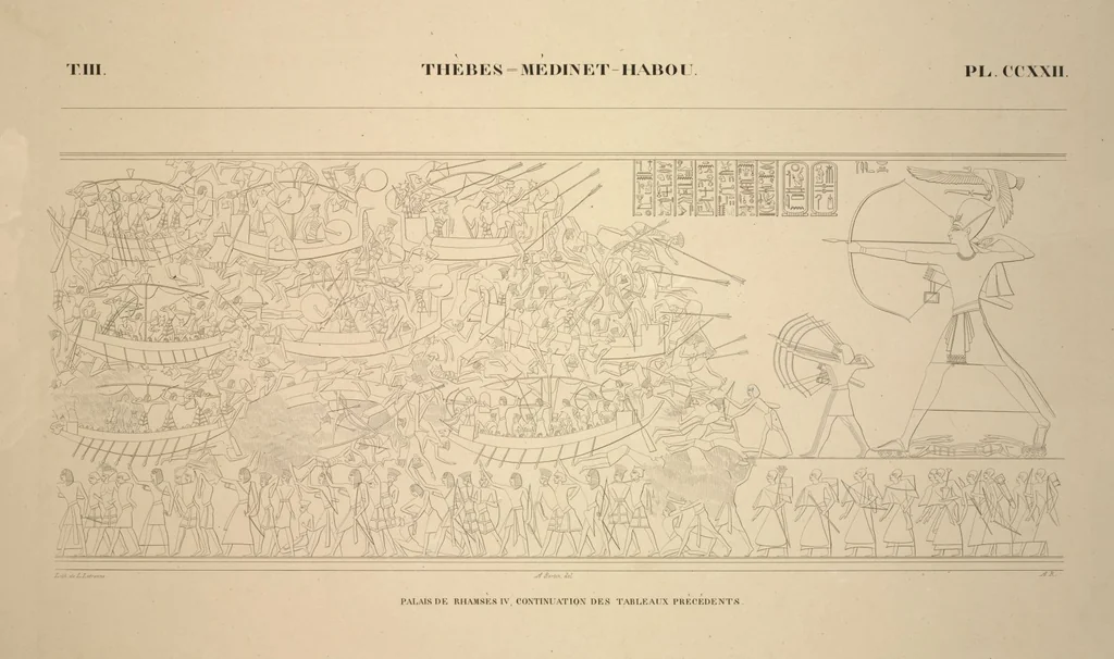 An illustration from Monuments de l'Égypte et de la Nubie, d'après les dessins exécutés sur les lieux sous la direction de Champollion-le-jeune, et les descriptions autographes qu'il en a rédigées; pub. sous les auspices de M. Guizot et de M. Thiers ... par une commission spéciale. Planches, 1835, leaf 261