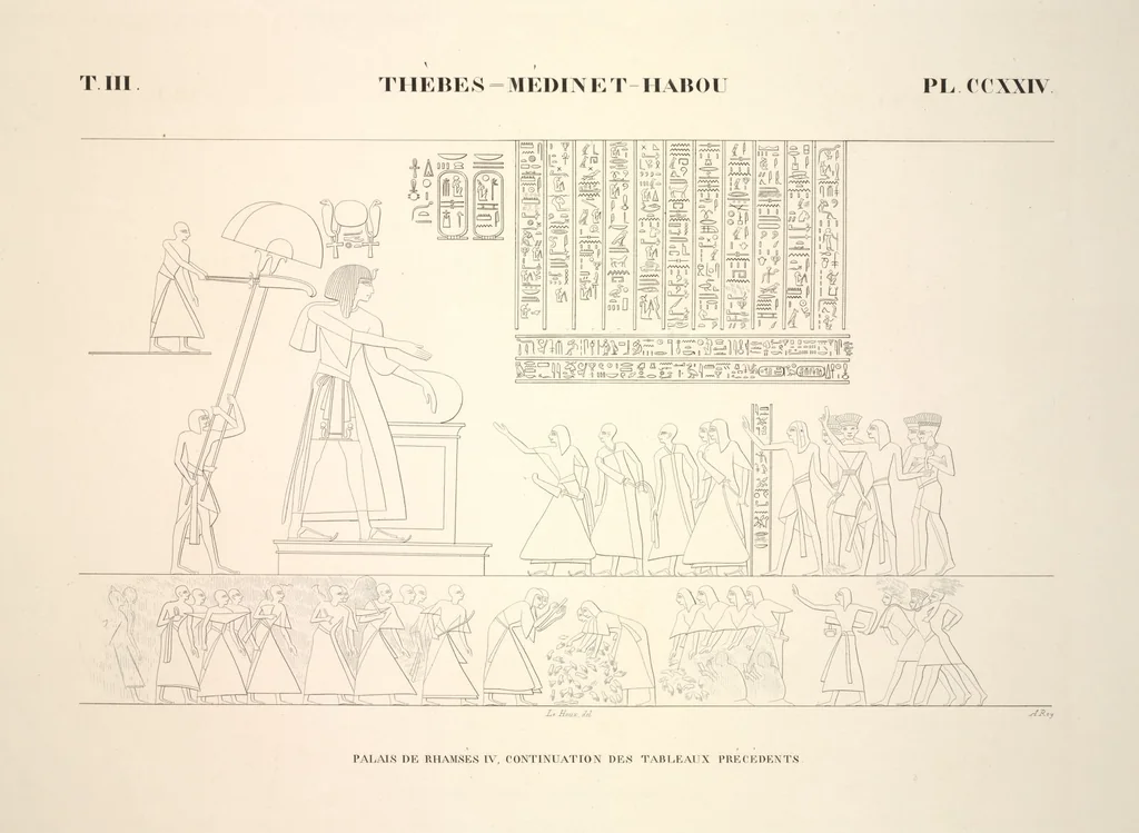 An illustration from Monuments de l'Égypte et de la Nubie, d'après les dessins exécutés sur les lieux sous la direction de Champollion-le-jeune, et les descriptions autographes qu'il en a rédigées; pub. sous les auspices de M. Guizot et de M. Thiers ... par une commission spéciale. Planches, 1835, leaf 263
