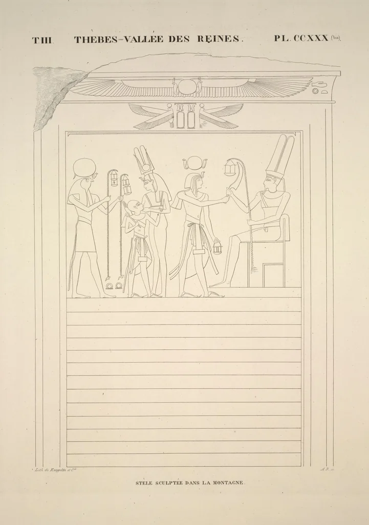 An illustration from Monuments de l'Égypte et de la Nubie, d'après les dessins exécutés sur les lieux sous la direction de Champollion-le-jeune, et les descriptions autographes qu'il en a rédigées; pub. sous les auspices de M. Guizot et de M. Thiers ... par une commission spéciale. Planches, 1835, leaf 270