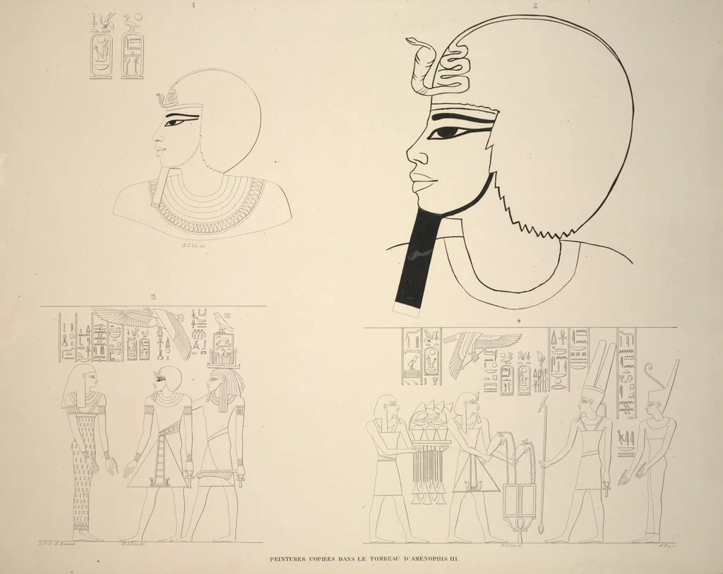 An illustration from Monuments de l'Égypte et de la Nubie, d'après les dessins exécutés sur les lieux sous la direction de Champollion-le-jeune, et les descriptions autographes qu'il en a rédigées; pub. sous les auspices de M. Guizot et de M. Thiers ... par une commission spéciale. Planches, 1835, leaf 272