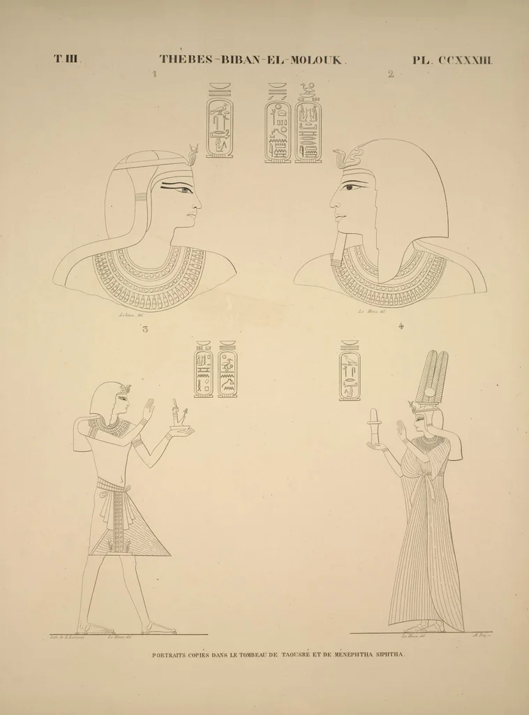 An illustration from Monuments de l'Égypte et de la Nubie, d'après les dessins exécutés sur les lieux sous la direction de Champollion-le-jeune, et les descriptions autographes qu'il en a rédigées; pub. sous les auspices de M. Guizot et de M. Thiers ... par une commission spéciale. Planches, 1835, leaf 273