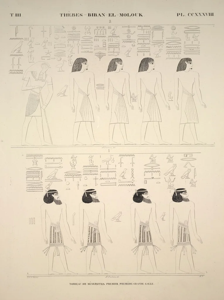 An illustration from Monuments de l'Égypte et de la Nubie, d'après les dessins exécutés sur les lieux sous la direction de Champollion-le-jeune, et les descriptions autographes qu'il en a rédigées; pub. sous les auspices de M. Guizot et de M. Thiers ... par une commission spéciale. Planches, 1835, leaf 278