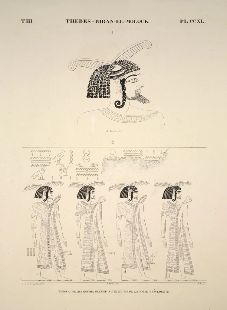 An illustration from Monuments de l'Égypte et de la Nubie, d'après les dessins exécutés sur les lieux sous la direction de Champollion-le-jeune, et les descriptions autographes qu'il en a rédigées; pub. sous les auspices de M. Guizot et de M. Thiers ... par une commission spéciale. Planches, 1835, leaf 280