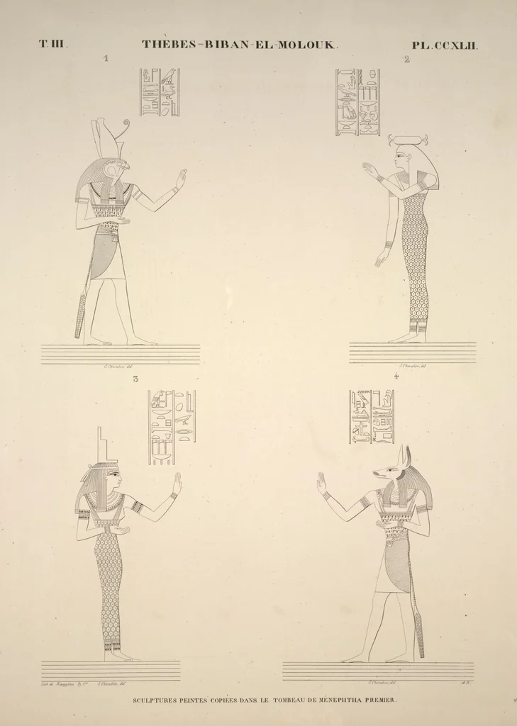 An illustration from Monuments de l'Égypte et de la Nubie, d'après les dessins exécutés sur les lieux sous la direction de Champollion-le-jeune, et les descriptions autographes qu'il en a rédigées; pub. sous les auspices de M. Guizot et de M. Thiers ... par une commission spéciale. Planches, 1835, leaf 282