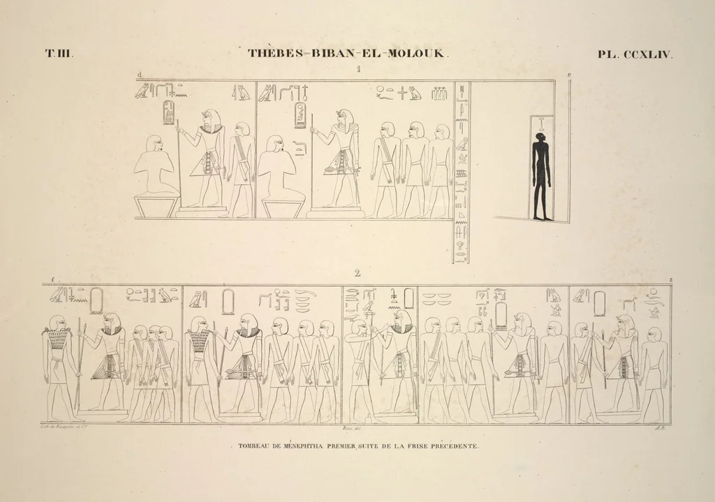 An illustration from Monuments de l'Égypte et de la Nubie, d'après les dessins exécutés sur les lieux sous la direction de Champollion-le-jeune, et les descriptions autographes qu'il en a rédigées; pub. sous les auspices de M. Guizot et de M. Thiers ... par une commission spéciale. Planches, 1835, leaf 284