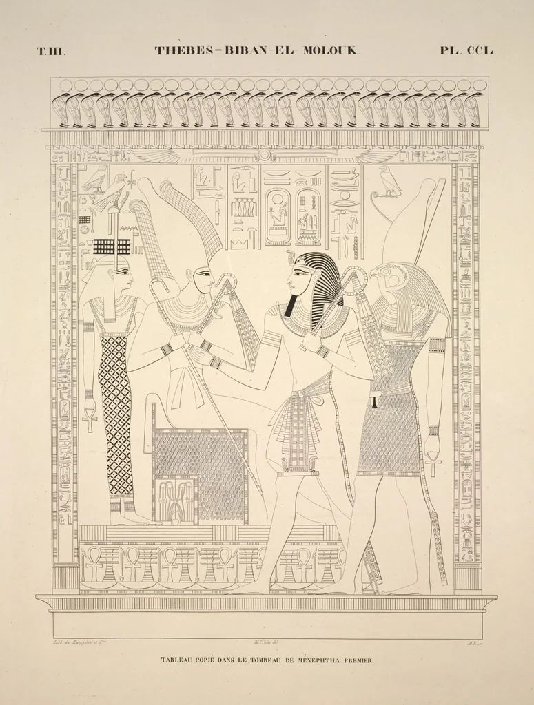 An illustration from Monuments de l'Égypte et de la Nubie, d'après les dessins exécutés sur les lieux sous la direction de Champollion-le-jeune, et les descriptions autographes qu'il en a rédigées; pub. sous les auspices de M. Guizot et de M. Thiers ... par une commission spéciale. Planches, 1835, leaf 290