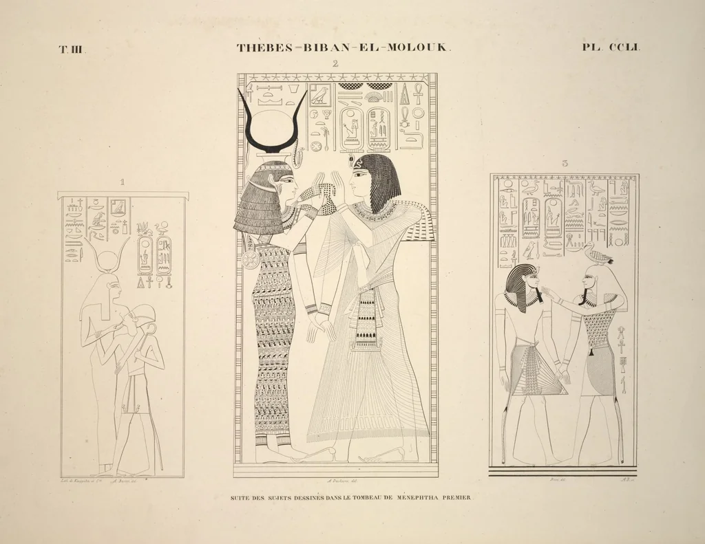 An illustration from Monuments de l'Égypte et de la Nubie, d'après les dessins exécutés sur les lieux sous la direction de Champollion-le-jeune, et les descriptions autographes qu'il en a rédigées; pub. sous les auspices de M. Guizot et de M. Thiers ... par une commission spéciale. Planches, 1835, leaf 291