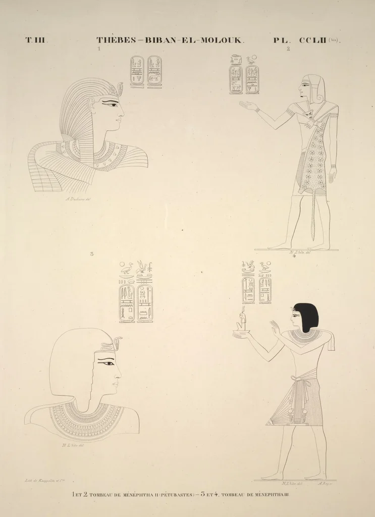An illustration from Monuments de l'Égypte et de la Nubie, d'après les dessins exécutés sur les lieux sous la direction de Champollion-le-jeune, et les descriptions autographes qu'il en a rédigées; pub. sous les auspices de M. Guizot et de M. Thiers ... par une commission spéciale. Planches, 1835, leaf 293