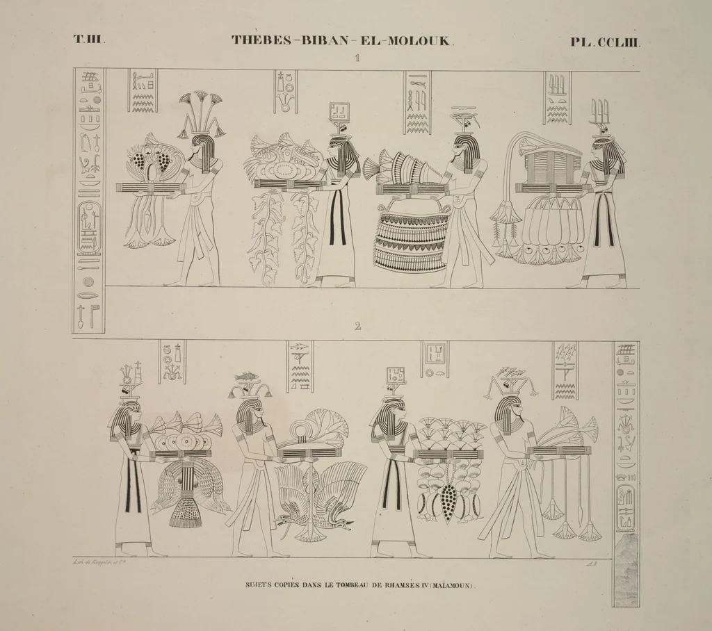 An illustration from Monuments de l'Égypte et de la Nubie, d'après les dessins exécutés sur les lieux sous la direction de Champollion-le-jeune, et les descriptions autographes qu'il en a rédigées; pub. sous les auspices de M. Guizot et de M. Thiers ... par une commission spéciale. Planches, 1835, leaf 294