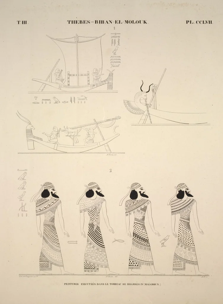 An illustration from Monuments de l'Égypte et de la Nubie, d'après les dessins exécutés sur les lieux sous la direction de Champollion-le-jeune, et les descriptions autographes qu'il en a rédigées; pub. sous les auspices de M. Guizot et de M. Thiers ... par une commission spéciale. Planches, 1835, leaf 298