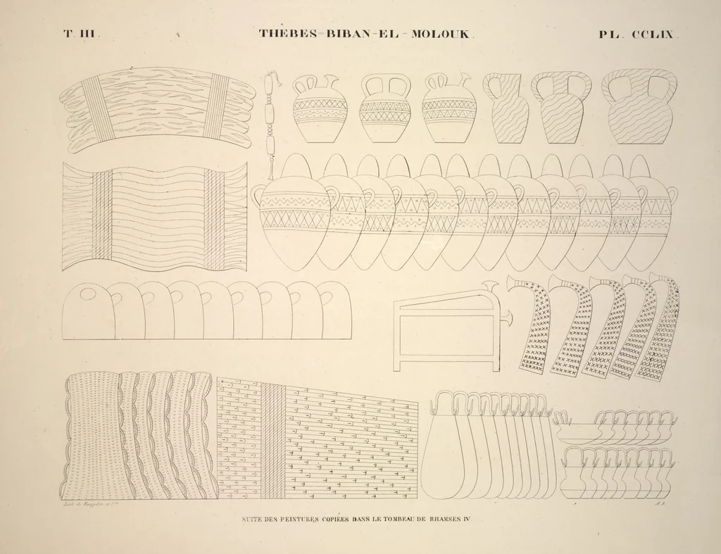 An illustration from Monuments de l'Égypte et de la Nubie, d'après les dessins exécutés sur les lieux sous la direction de Champollion-le-jeune, et les descriptions autographes qu'il en a rédigées; pub. sous les auspices de M. Guizot et de M. Thiers ... par une commission spéciale. Planches, 1835, leaf 300