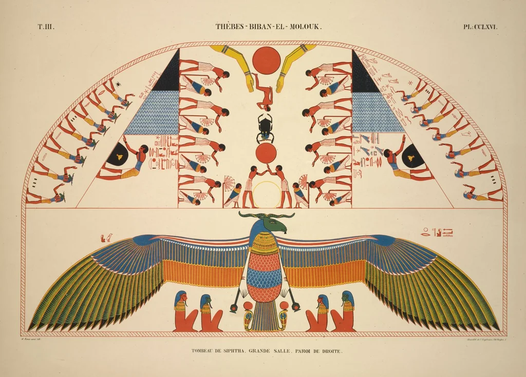 An illustration from Monuments de l'Égypte et de la Nubie, d'après les dessins exécutés sur les lieux sous la direction de Champollion-le-jeune, et les descriptions autographes qu'il en a rédigées; pub. sous les auspices de M. Guizot et de M. Thiers ... par une commission spéciale. Planches, 1835, leaf 307