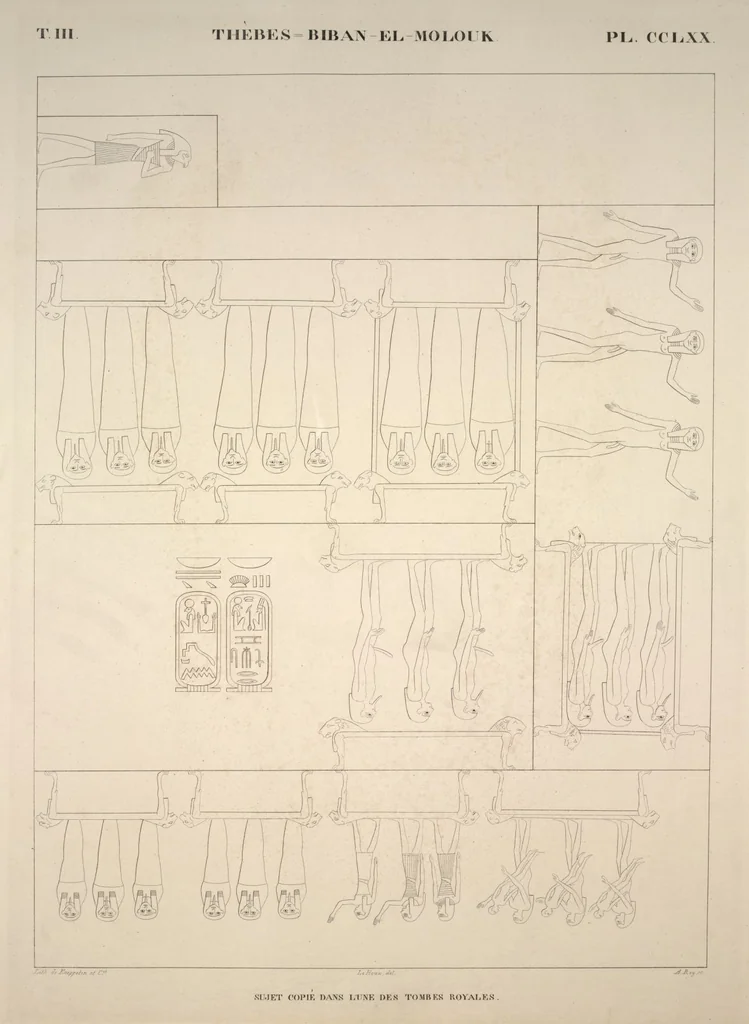An illustration from Monuments de l'Égypte et de la Nubie, d'après les dessins exécutés sur les lieux sous la direction de Champollion-le-jeune, et les descriptions autographes qu'il en a rédigées; pub. sous les auspices de M. Guizot et de M. Thiers ... par une commission spéciale. Planches, 1835, leaf 311