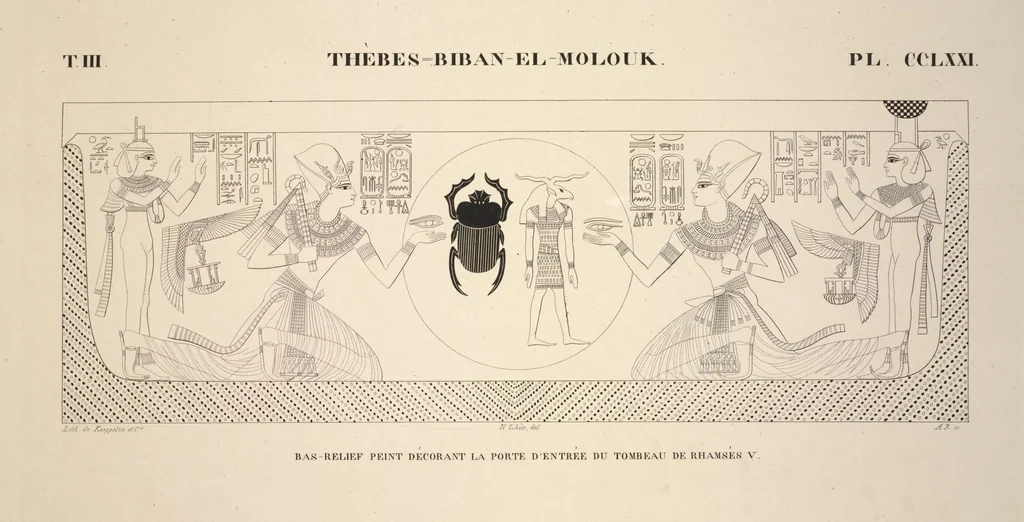 An illustration from Monuments de l'Égypte et de la Nubie, d'après les dessins exécutés sur les lieux sous la direction de Champollion-le-jeune, et les descriptions autographes qu'il en a rédigées; pub. sous les auspices de M. Guizot et de M. Thiers ... par une commission spéciale. Planches, 1835, leaf 312